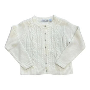 Dress Barn White Chunky Knit Cardigan Sweater M